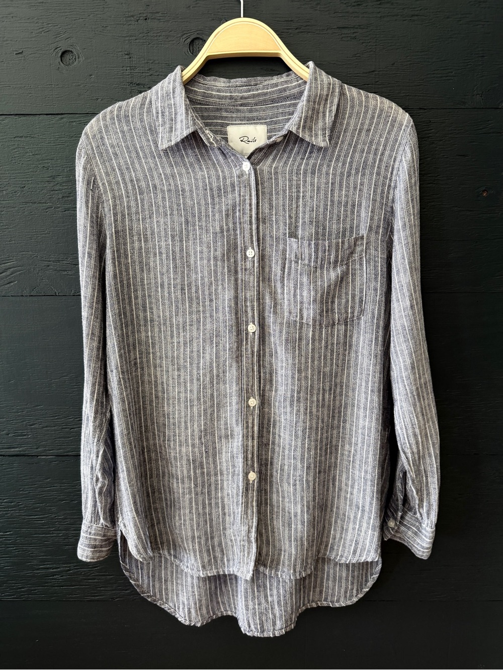 Rails Charli Navy Double Stripe Long Sleeve Button Down Shirt XS